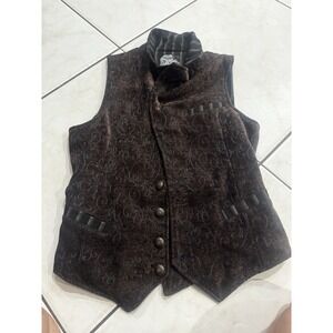 Punk Rave Womens Victorian Brocade Vest Gothic Sz s Brown Damask Cosplay Buttons